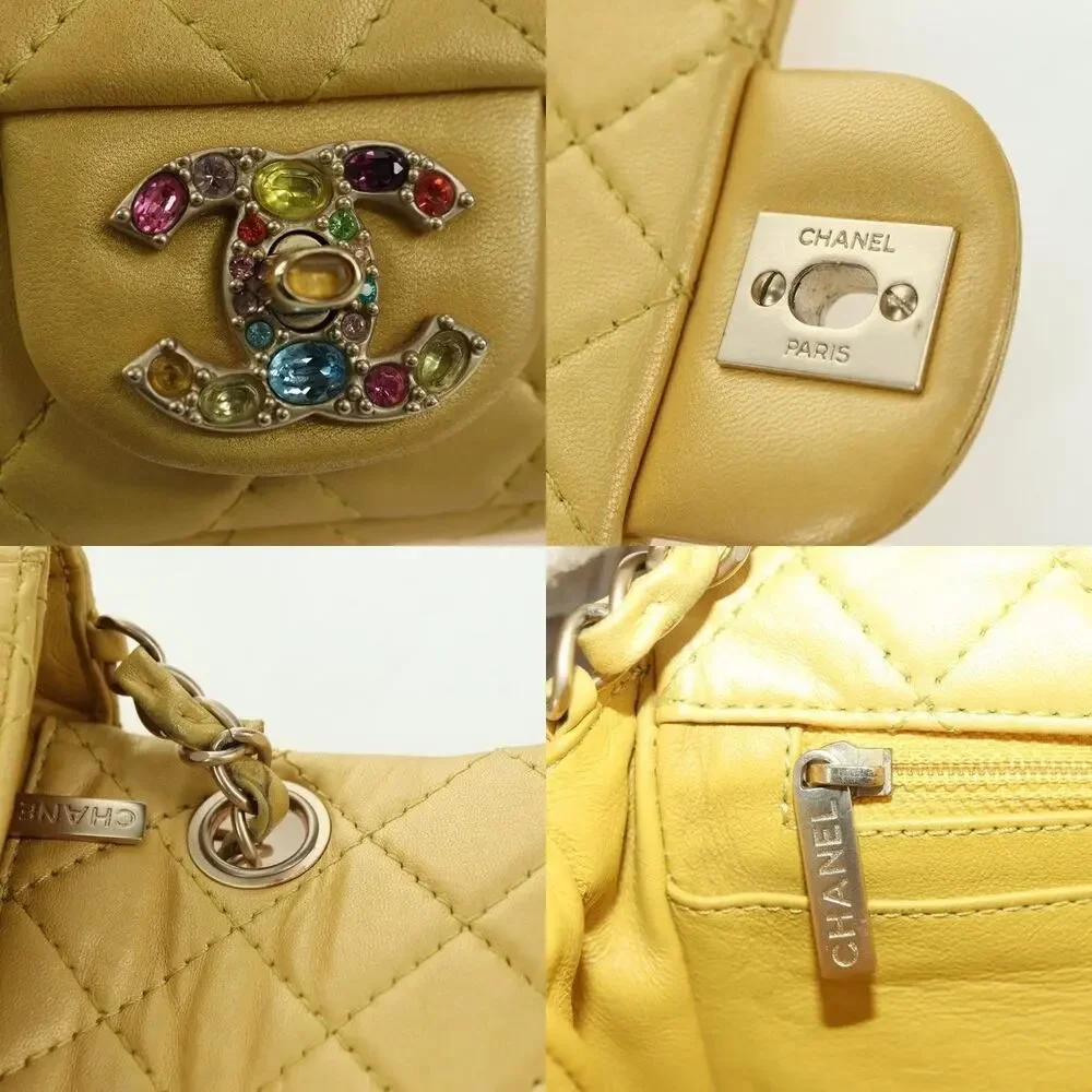 Chanel Mini Matelasse Lambskin 16 Chain Shoulder Bag Yellow Gold